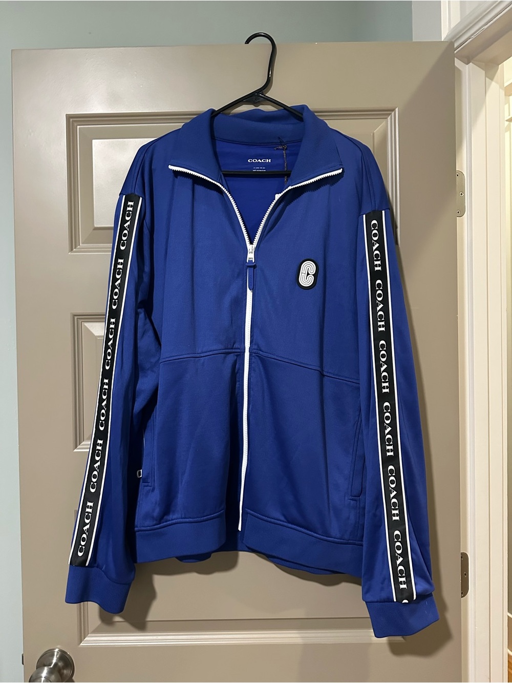 Coach Signature Logo Tape Track Jacket NWT Cobalt Blue XXL Full Zip Athleisure